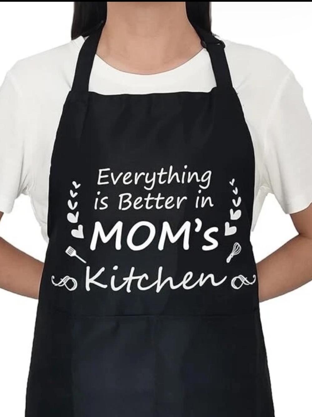 NWT Everything is Better in Mom's Kitchen Black Apron Gifts For Mom